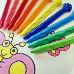 24 Non Stick Washable Triangular Wax Pens for Kids with Easy Grip