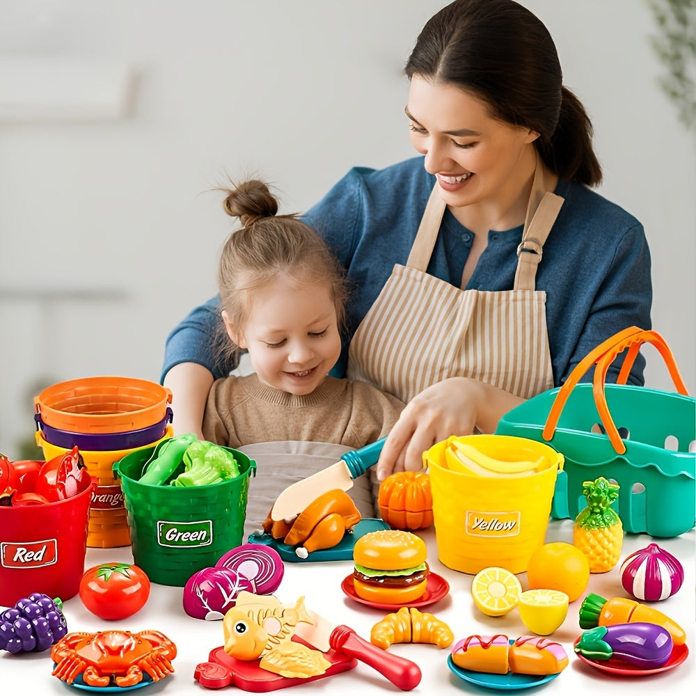 Kids Simulation Chopping Basket Bucket Cooking Toy