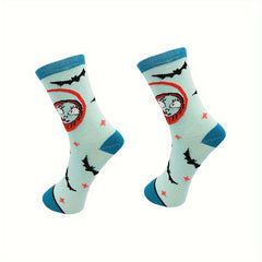 4 Pairs Skull Print Socks Halloween Mid Tube Stockings