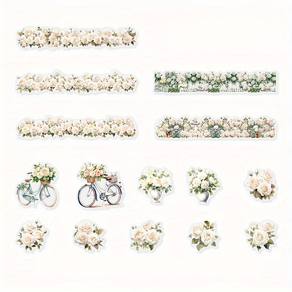30pcs Alice Manor Light Retro Flower Guka Journal Stickers