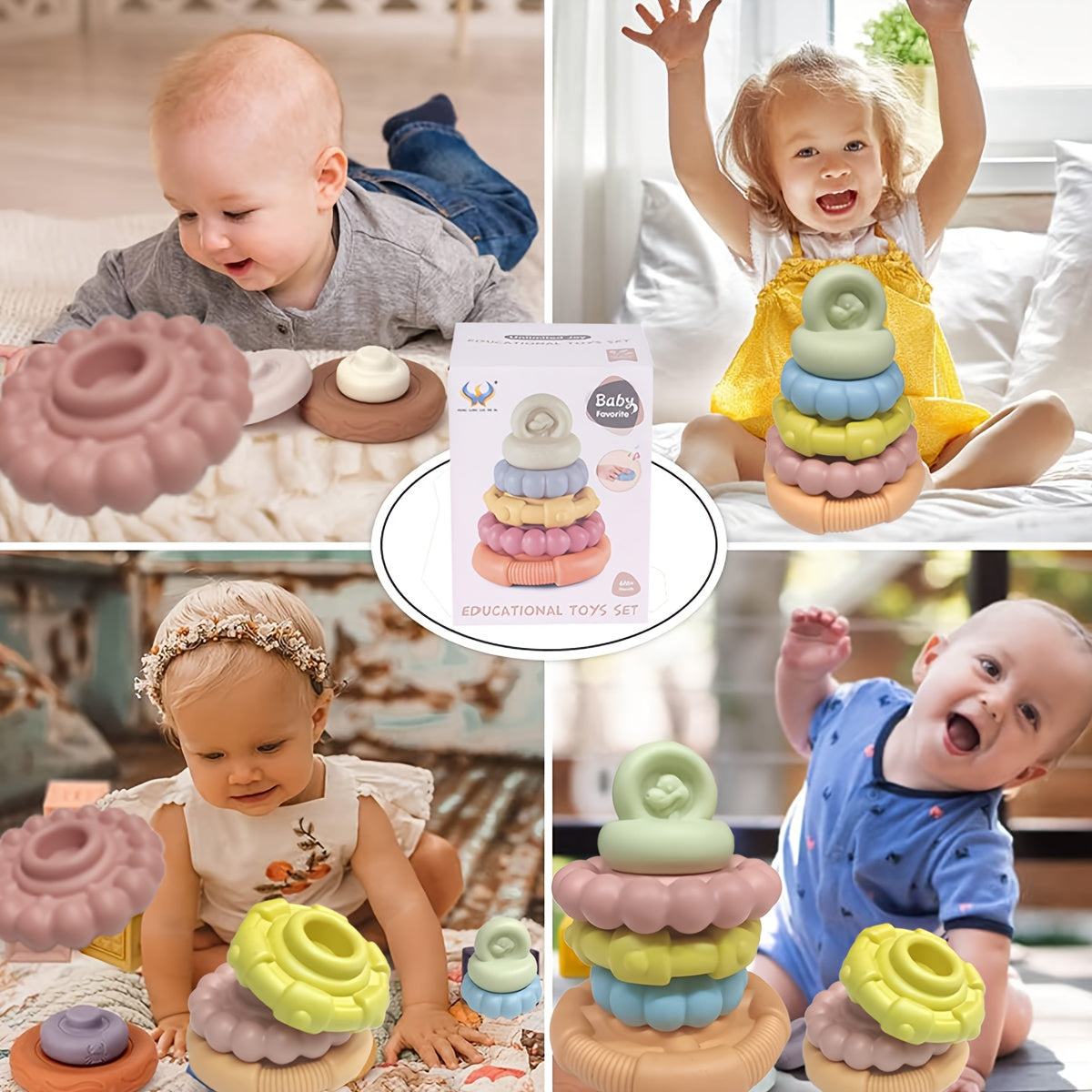 Soft Stack Blocks Ring Stacking Toys for Babies Non Toxic Plastic