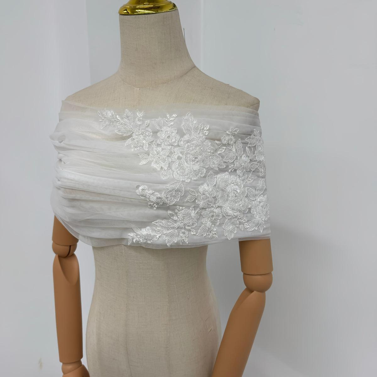 Royal Bridal Off Shoulder Wedding Veil Shawl Lightweight Tulle Ivory