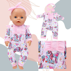 Purple Unicorn Doll Outfit Set with Headband for 18" Dolls