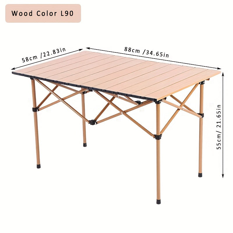 Portable Foldable Wood Grain Table Outdoor Camping Garden