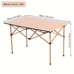 Portable Foldable Wood Grain Table Outdoor Camping Garden
