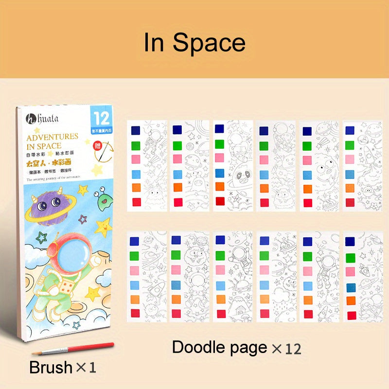 12pcs Watercolor Coloring Book with Paint Pens
