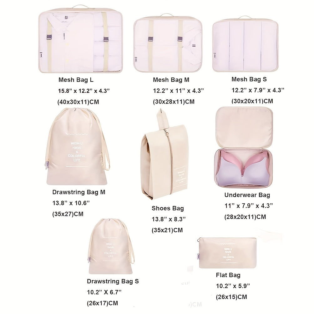 8 Set Packing Cubes For Suitcases Luggage Packing Organizers With Laundry Bag