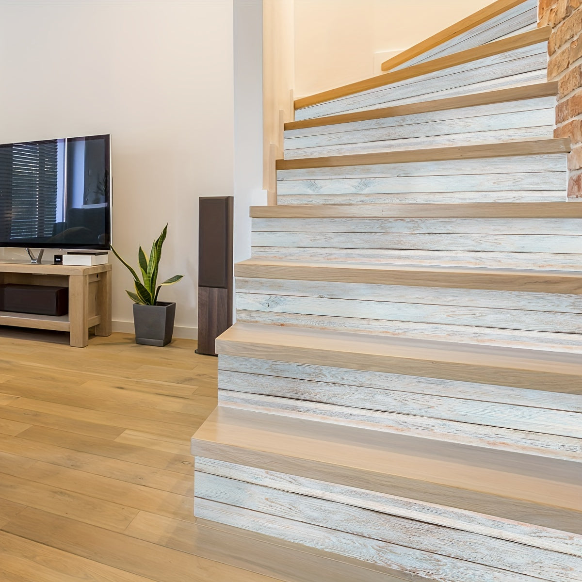 Wood Grain Staircase Sticker Self-adhesive Wallpaper Waterproof Home Decor