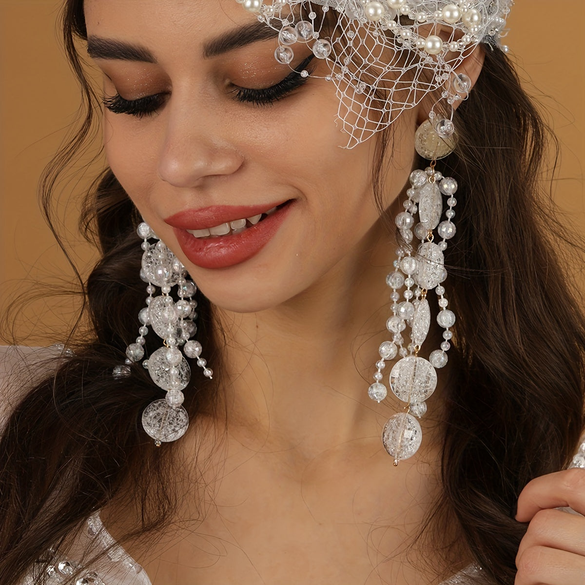 2pcs Pearl Bridal Headpiece Tassel Sequin Headbands Wedding Hair Accessory