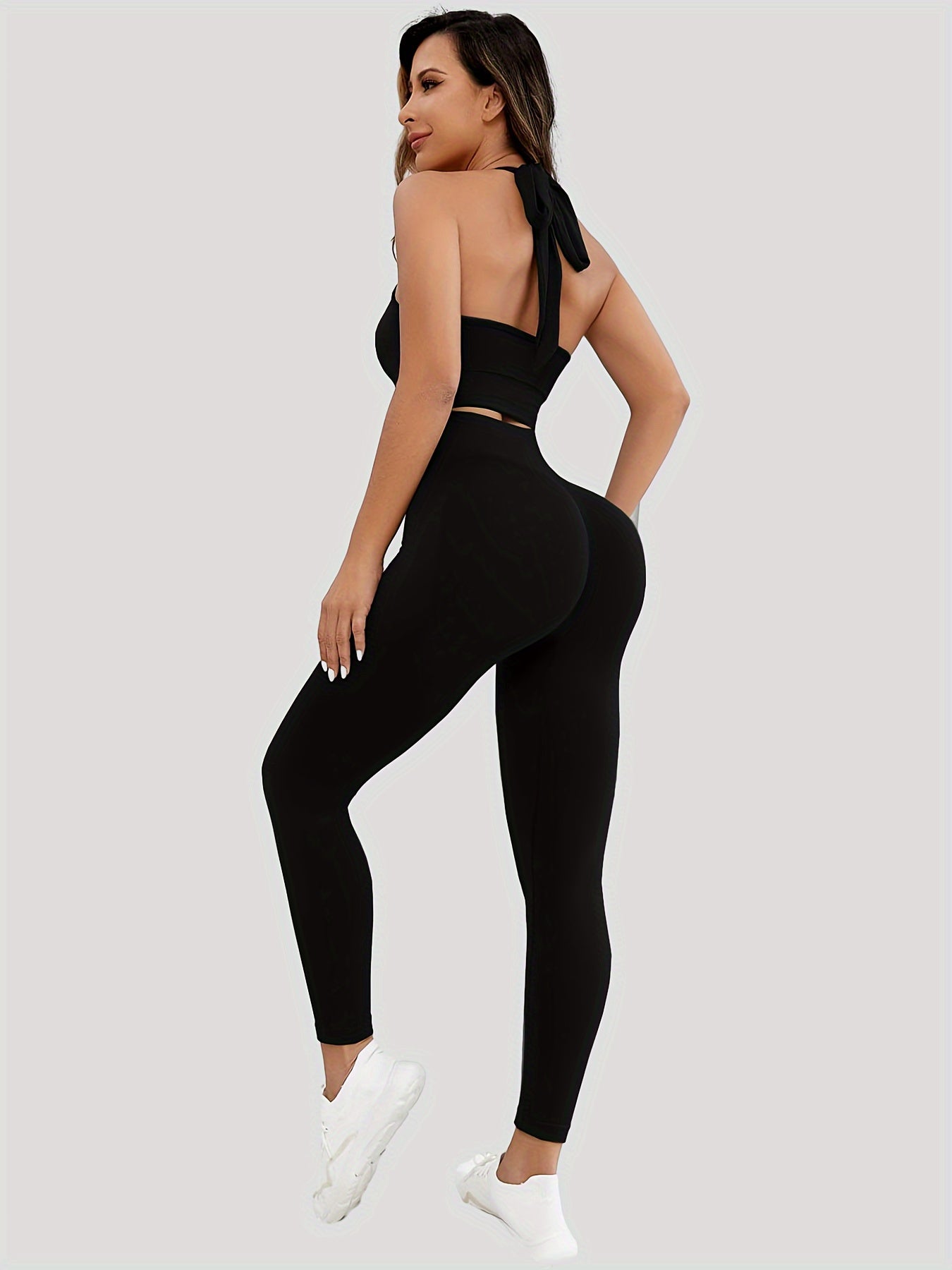 Yoga Set Lace up Sports Bra & Running Leggings Suit