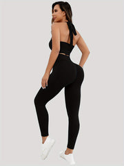 Yoga Set Lace up Sports Bra & Running Leggings Suit