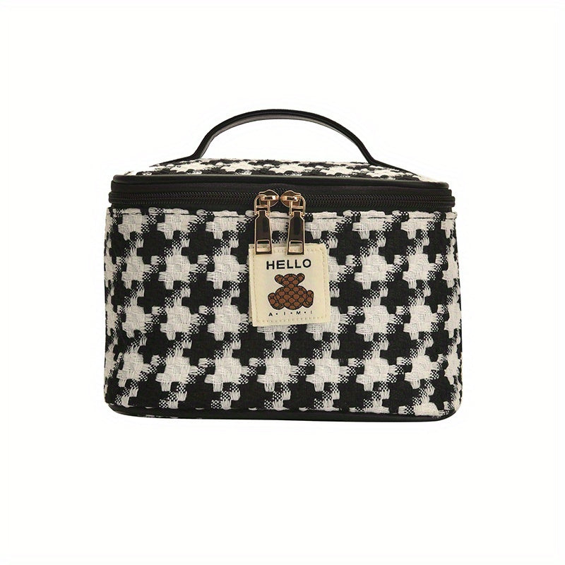 Large Capacity Plaid Toiletry Bag Cosmetic Bag Handbag Travel Storage Bag
