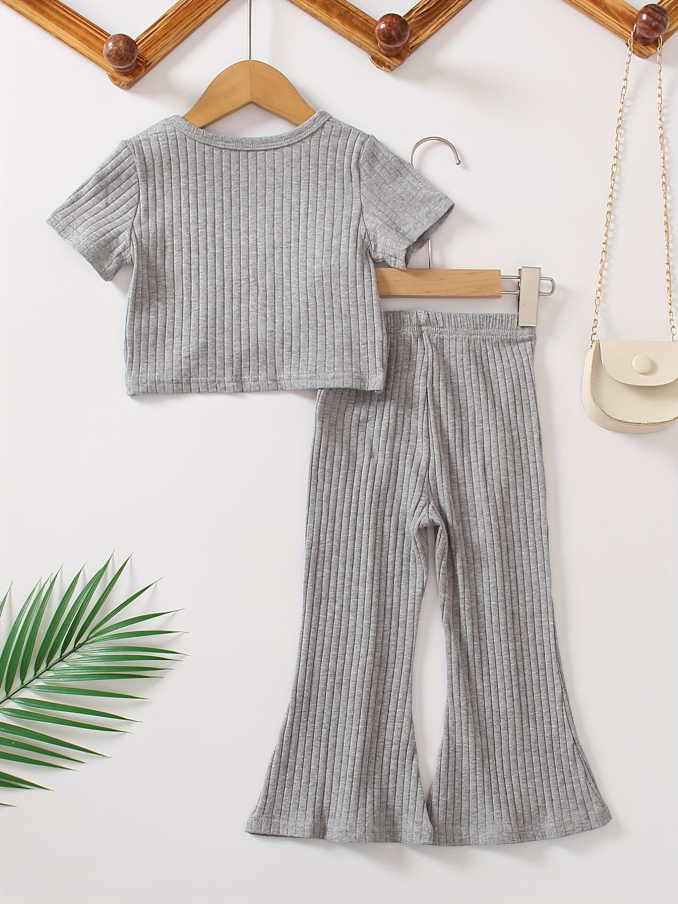 Toddler Girls Knotted Tee Top & Flared Trousers Set