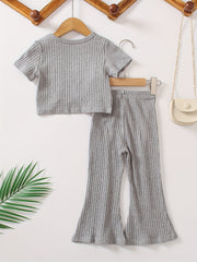 Toddler Girls Knotted Tee Top & Flared Trousers Set