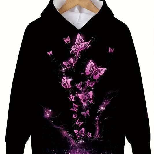 Butterfly Graphic Hooded Sweatshirt Long Sleeve Pullover Hoodies