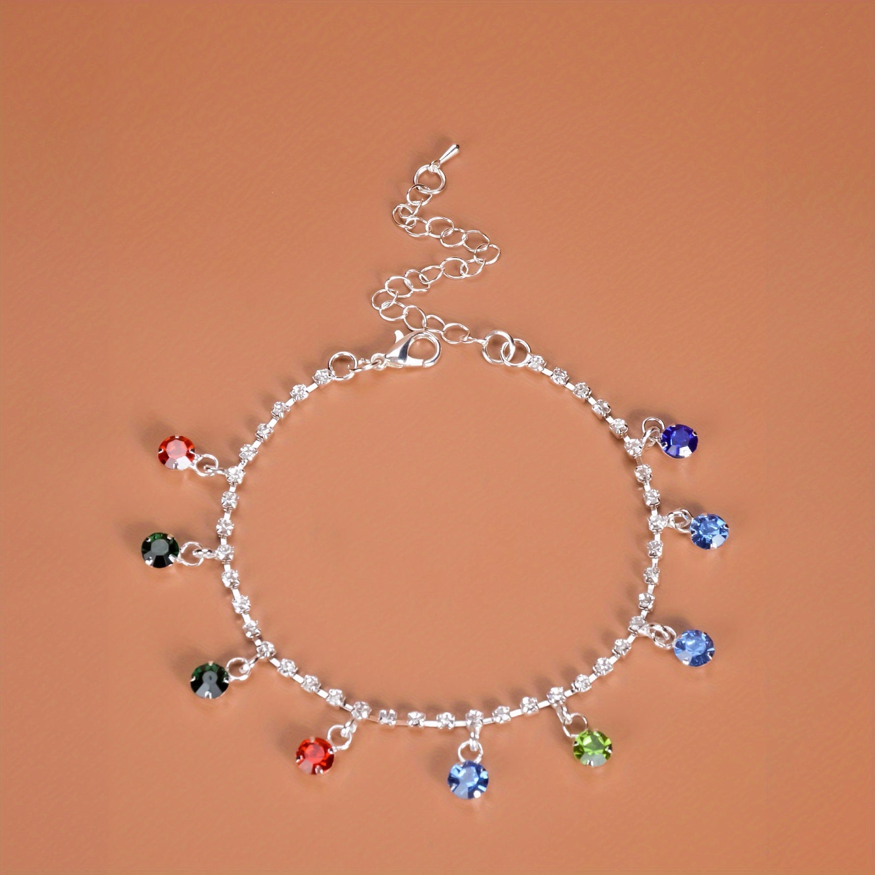 Sparkling Rhinestone Beach Dance Anklet Silver Plated Jewelry