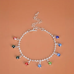 Sparkling Rhinestone Beach Dance Anklet Silver Plated Jewelry