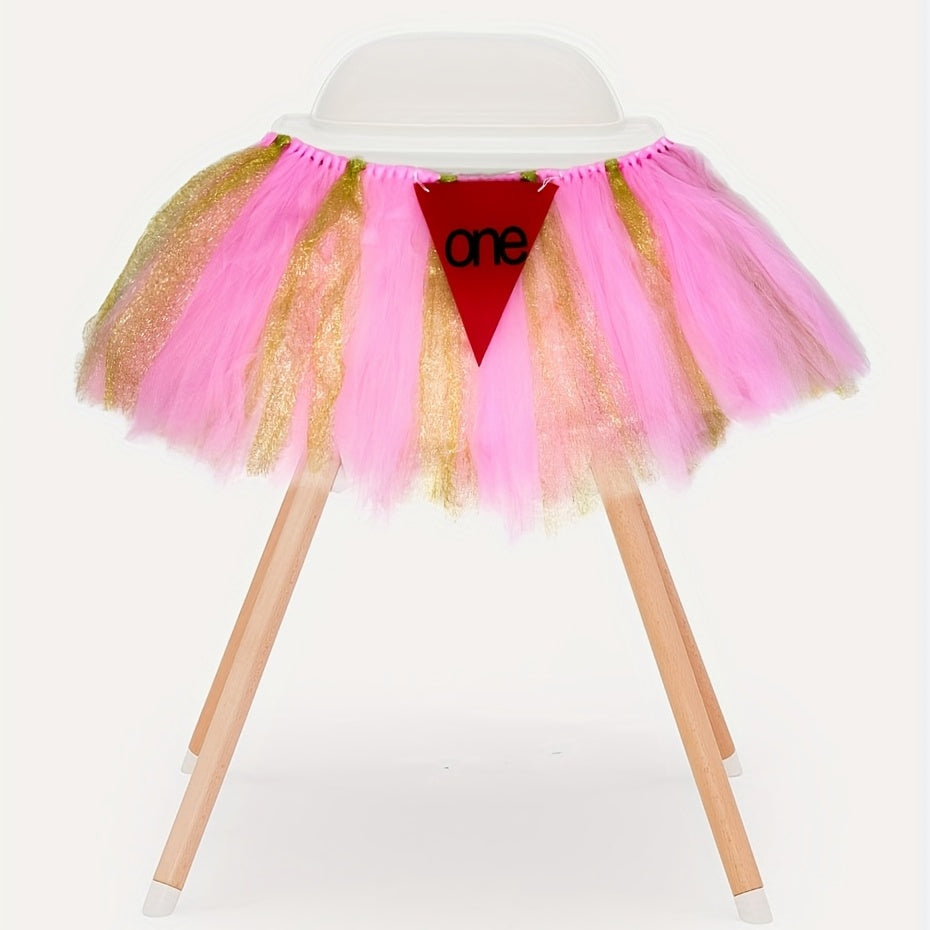 1st Birthday High Chair Skirt Banner & Tutu Decoration
