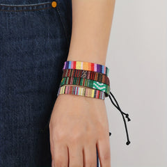 6pcs Mix Block String Bracelet Bohemian Adjustable Hand Rope