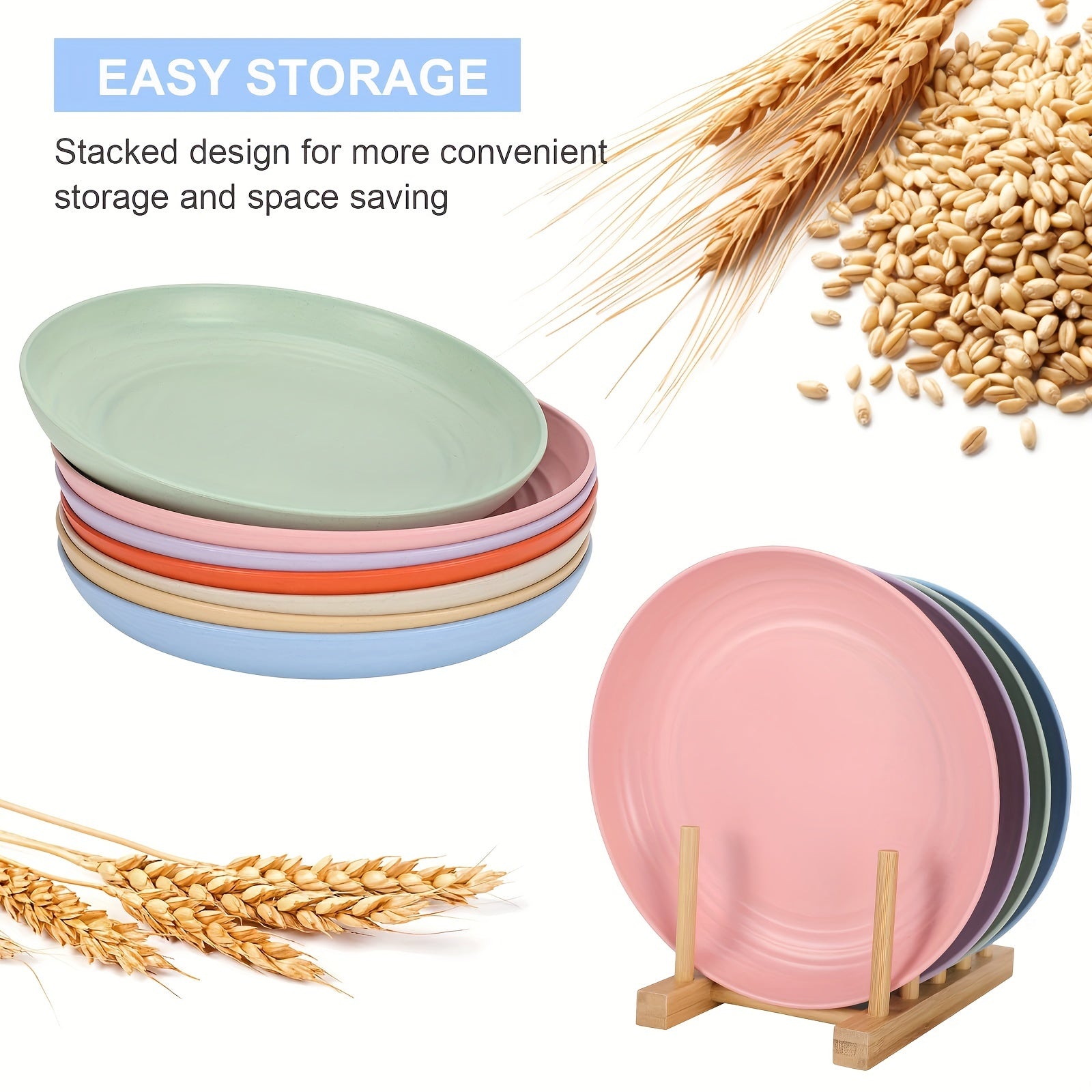 8pcs 22 86 Cm Plastic Dinner Plates Set Pasta Bowls Ramen Drop Resistant