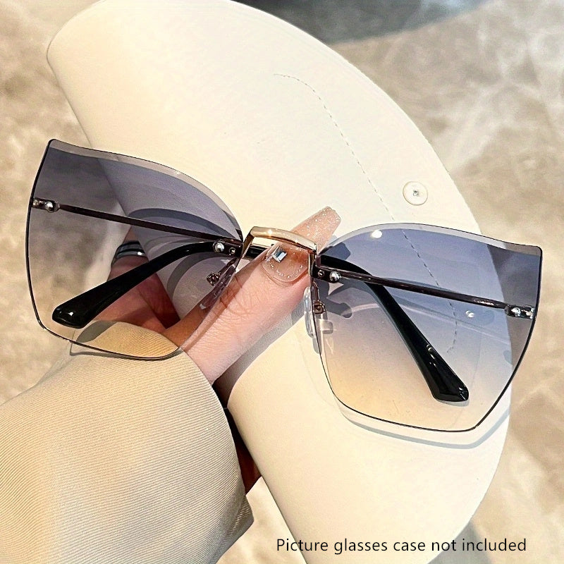 Cat Eye Rimless Sunglasses Gradient Glasses UV400