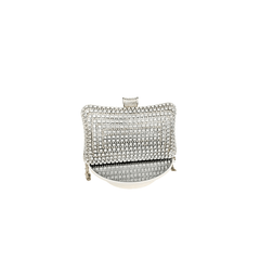 Crystal Stone Evening Clutch Bag with Handle & Chain Strap