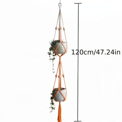 2pcs Macrame Plant Hanger Pot Holder Gradient Dyeing