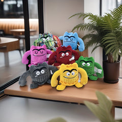 7pcs Mixed Emotion Monster Plush Toy Set Cartoon Mood Expression Dolls