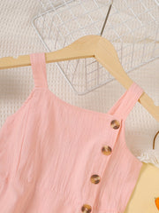 Toddler Girls Button Cotton Cami Dress for Party Beach Vacation