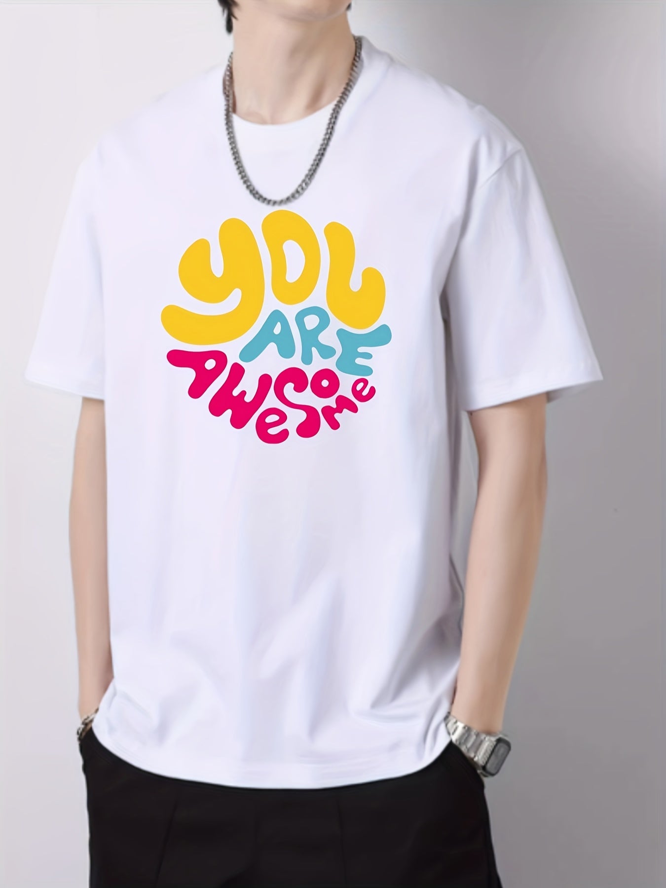 Men's Slim Fit Print T-shirt for Spring Summer Holiday