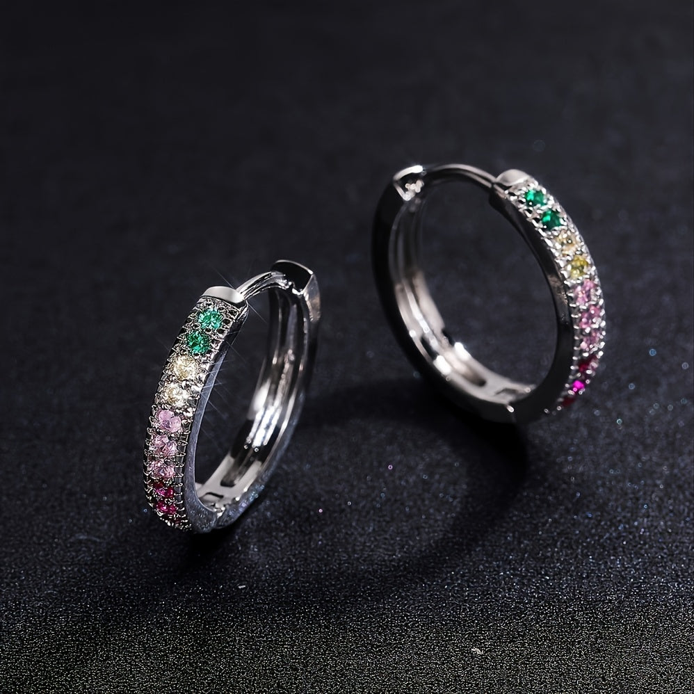 Colorful Zircon Ladies Round Earrings Women's Fine Jewelry