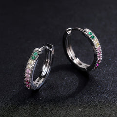 Colorful Zircon Ladies Round Earrings Women's Fine Jewelry