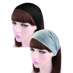 2pcs Wide Headband Stretch Hair Band Turban Head Wrap Scarf