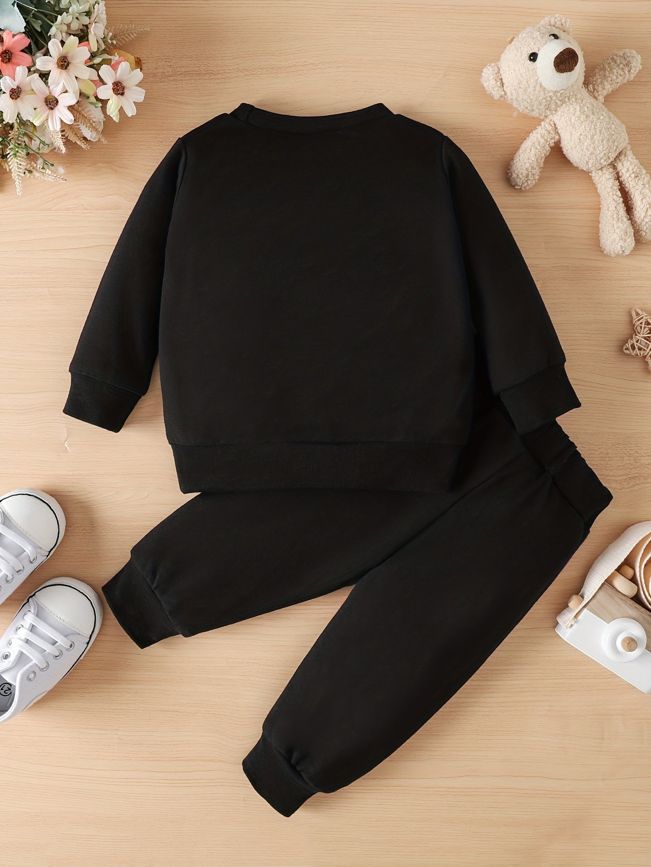 Toddler Boy Sweatshirt Set with KING Letter Print