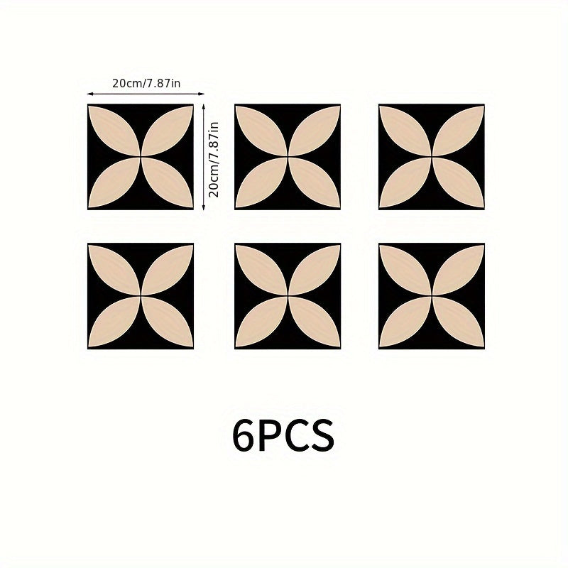 6pcs Moroccan Tile Peel And Stick 20 X 20 Printed Matte Waterproof Vinyl