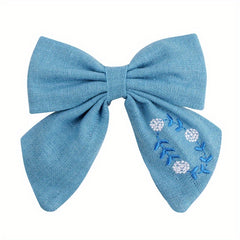 Embroidery Bow Hair Clip for Girls Kids