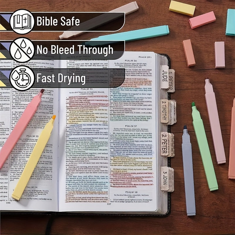 75 Bible Tabs & 6 Highlighters Set - Colorful Tabs for Women