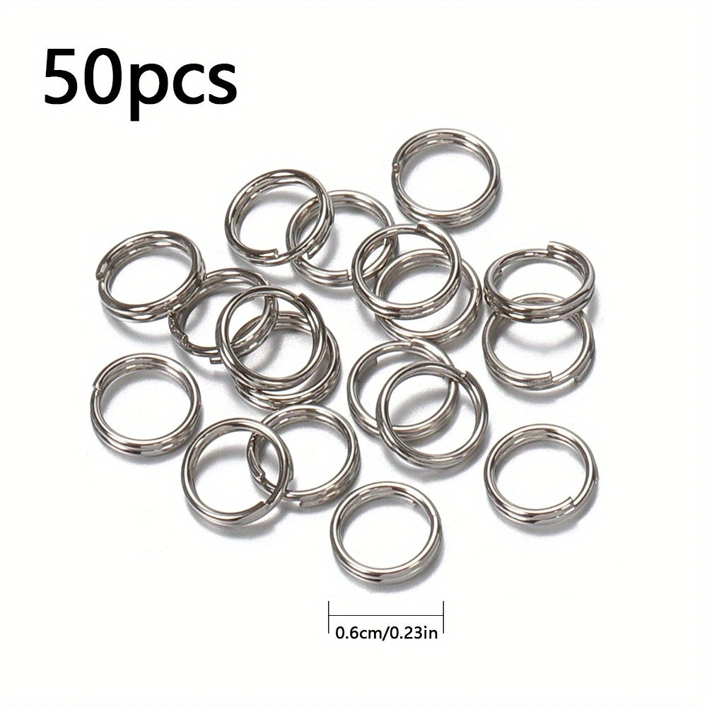 50pcs Metal Keyring Blank Circle DIY Keychain Jewelry Making 6 20mm