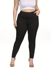  Solid High Rise Medium Stretch Skinny Pants