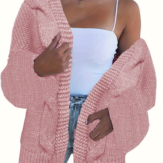  Cable Long Sleeve Open Front Cardigan