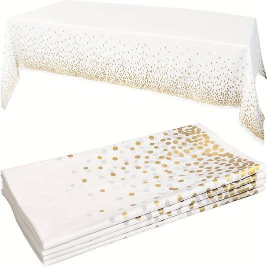 2pcs Plastic Tablecloth 137 X 274 Golden Dot Disposable, Party Decorations