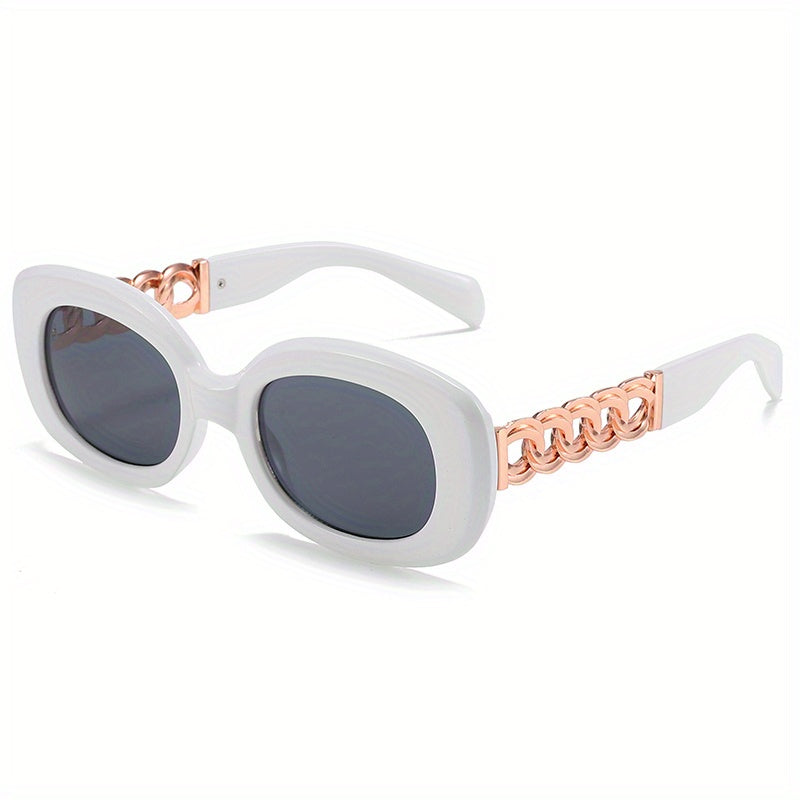 Y2K Oval Sunglasses For Women Men Hiphop Jelly Chain Charm Glasses UV400