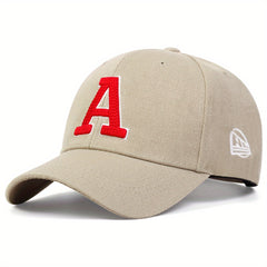 Unisex Adjustable Baseball Cap With Letter A Embroidery