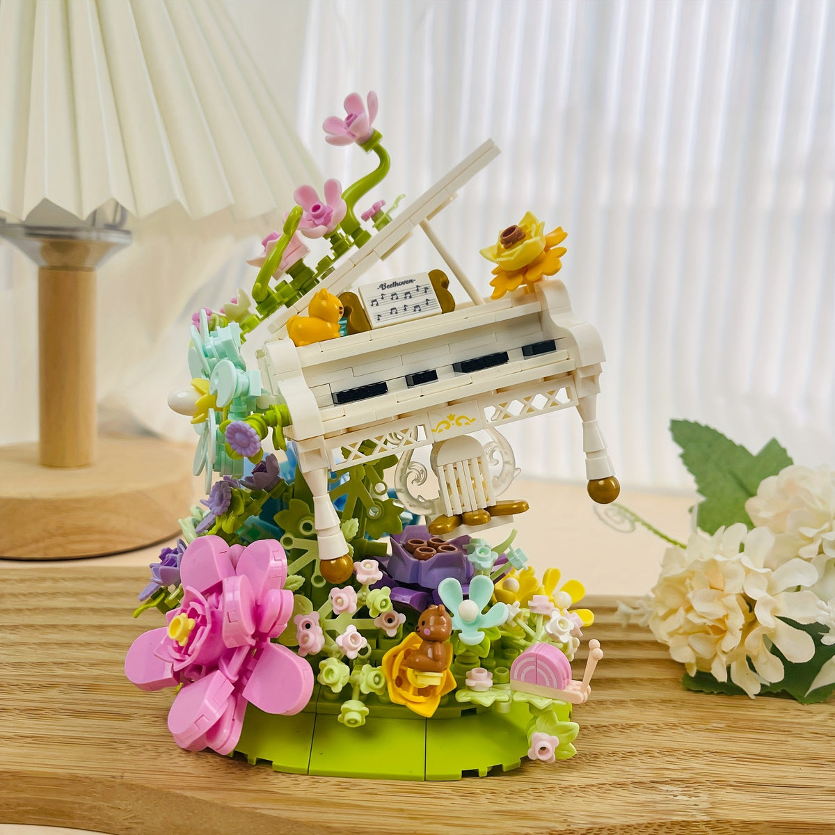 Eternal Flower Piano Building Blocks Set - Creative DIY for Valentine's Birthday