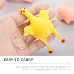 6pcs Fidget Squeeze Egg Chicken Keychain Stress Relief Purse Handbag Charm