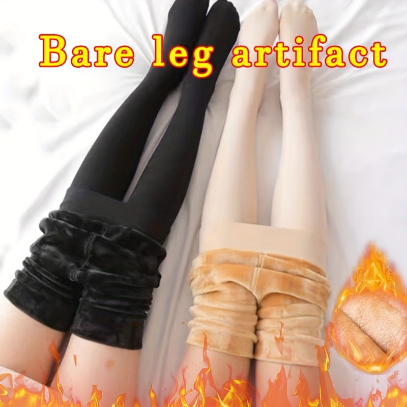 0XL-2XL Women's Plus Thickened Winter Warm Fleece Lined Tights