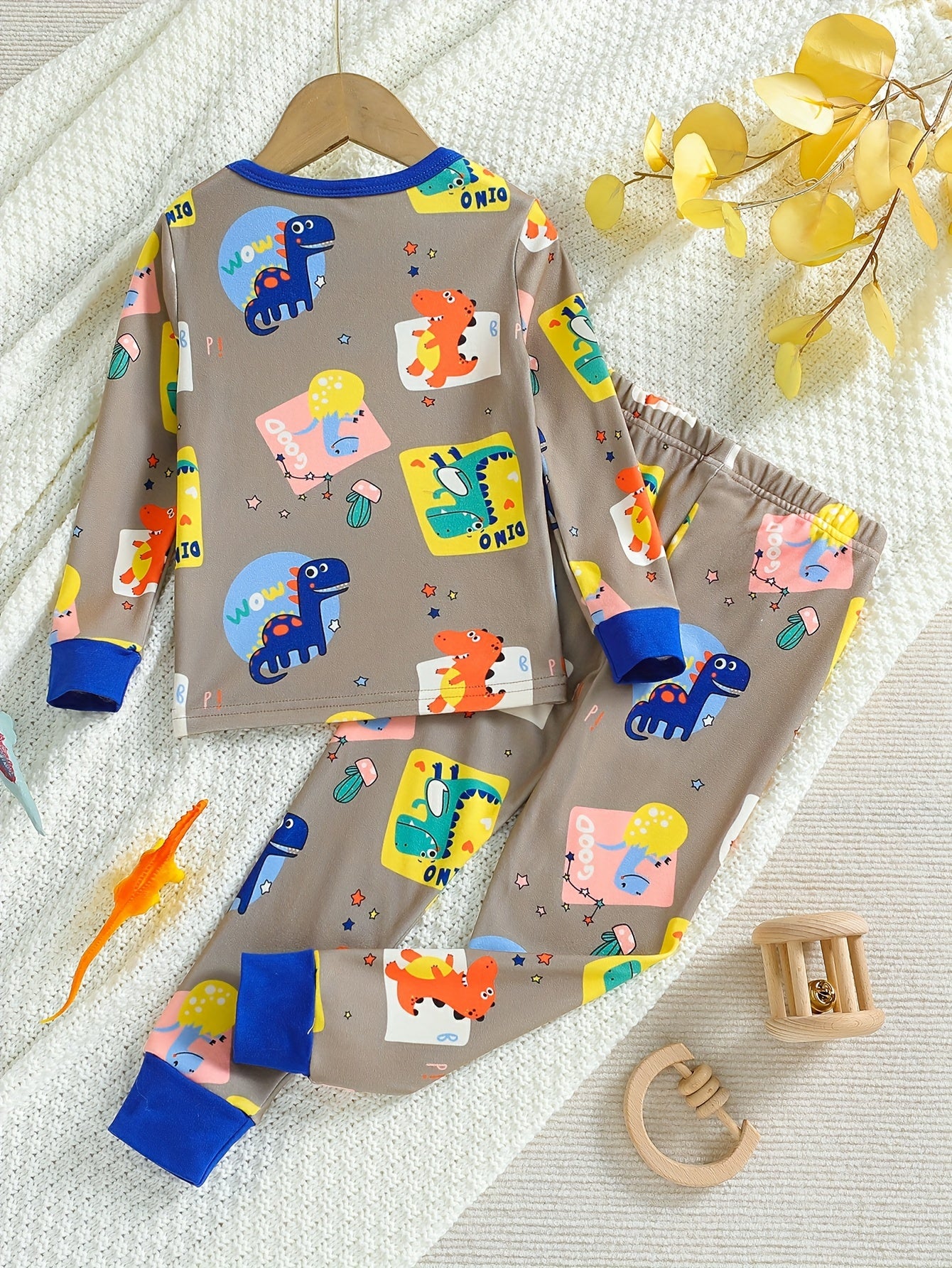 Dinosaur Pattern Kid's Pajamas 2pcs Set Soft Comfy PJ Set