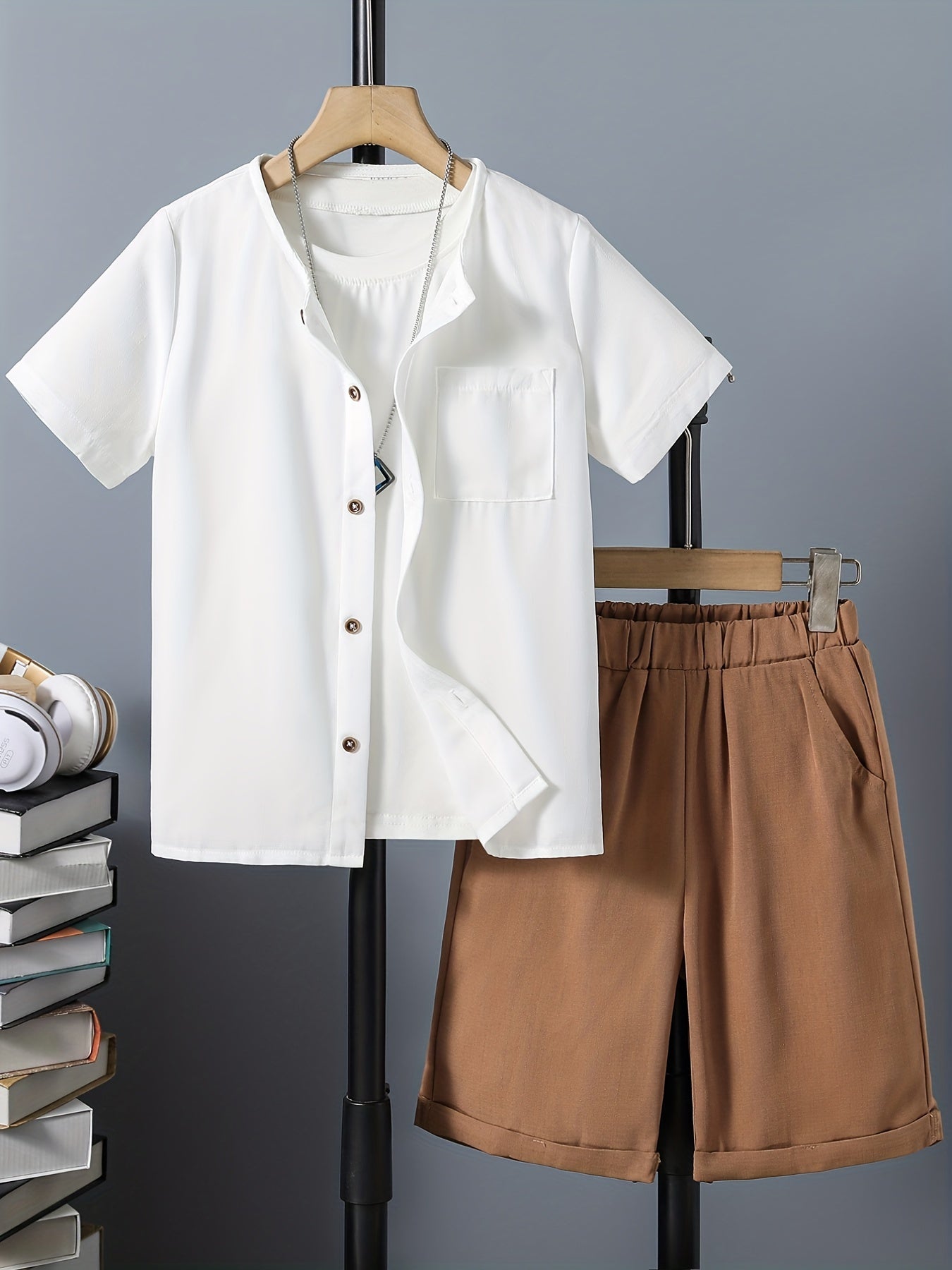 Boys Casual Outfit Short Sleeves Shirt & Shorts Summer Kids Clothes Sets