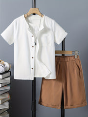 Boys Casual Outfit Short Sleeves Shirt & Shorts Summer Kids Clothes Sets