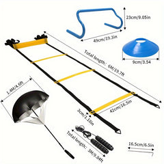 Agility Speed Training Set with Ladder, Rope, Marker Discs & Parachute